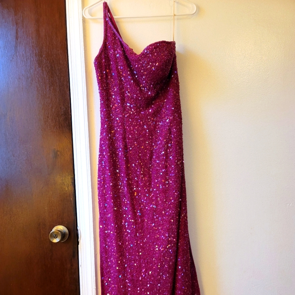 Scala Lattice back one shoulder beaded dress Large